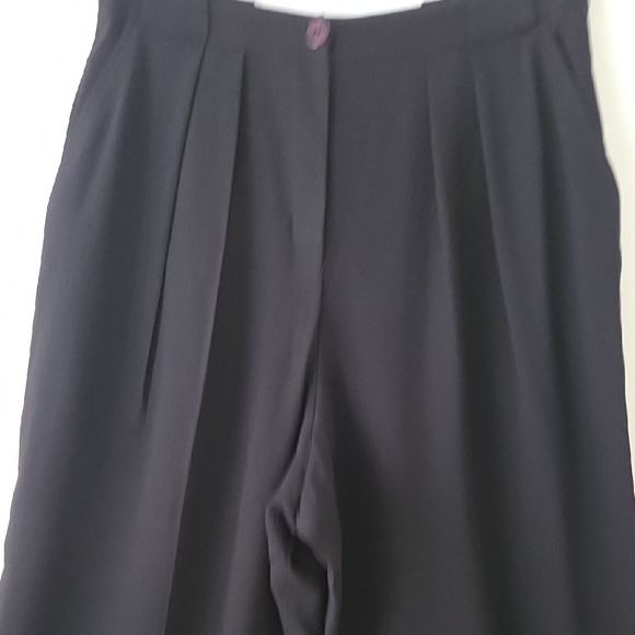 Anne Klein Vintage Black Fine Wool Wide Leg Crop Trousers Dress Pants 48 12 - Picture 6 of 13